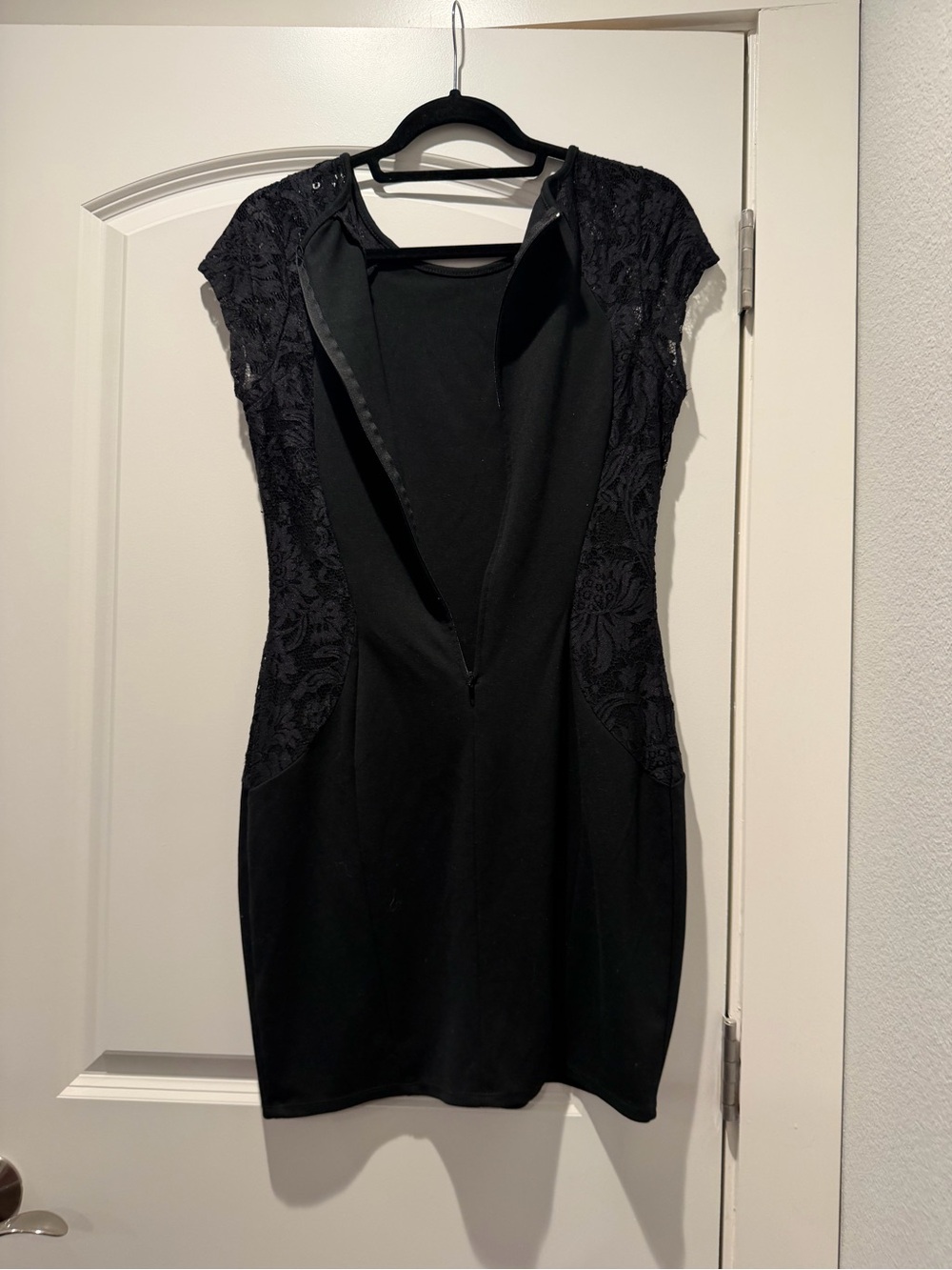 Iz Byer Black Lace-Panel Cap Sleeve Mini Dress - Picture 2 of 3